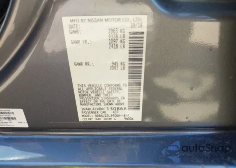 2019 Nissan Altima 2.5 Sl from USA, damaged, VIN 1N4BL4EV8KC130868